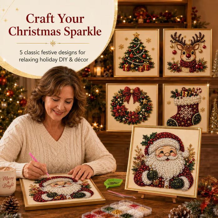 DIY Christmas Pearl Diamond Painting Art Kit With Frame