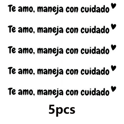 5pcs Te amo maneja con cuidado Rear View Mirror Sticker