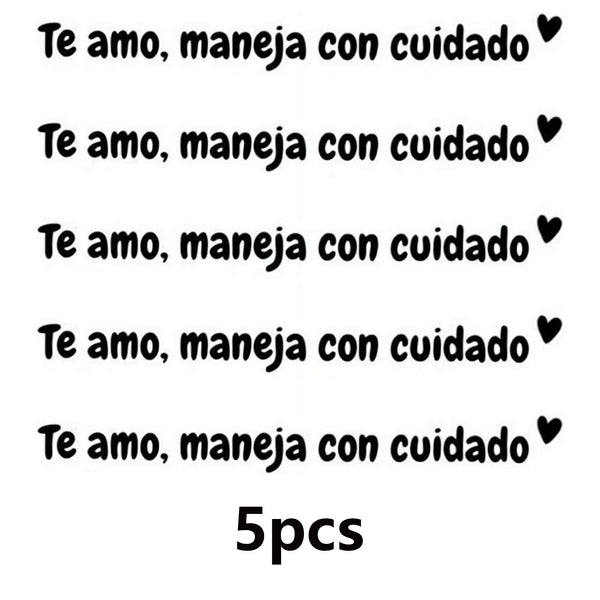 5pcs Te amo maneja con cuidado Rear View Mirror Sticker