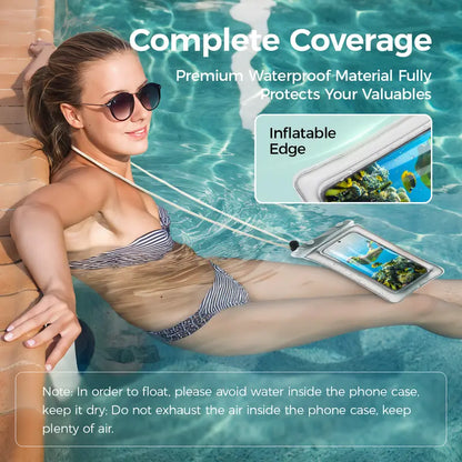 2PCS Waterproof Phone Pouch : Transparent Waterproof Phone Case with Lanyard