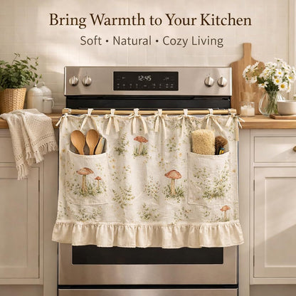 Oven valance with rod pocket—suitable for stovetops, ovens, and dishwasher cabinets