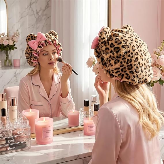 Plush Animal Ear Hair Bonnet for Women