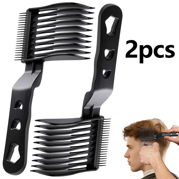 2Pcs/set Fade Comb Set Black Professional Barber Combs