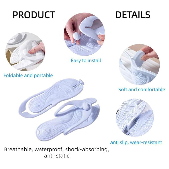 Foldable Non Slip Flip-Flop Travel Slippers - Lightweight EVA, Breathable, Waterproof, Shock-Absorbing Features for Unisex Adults