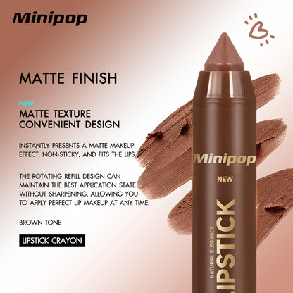 Set of 6 matte creamy lip crayons, long-lasting finish