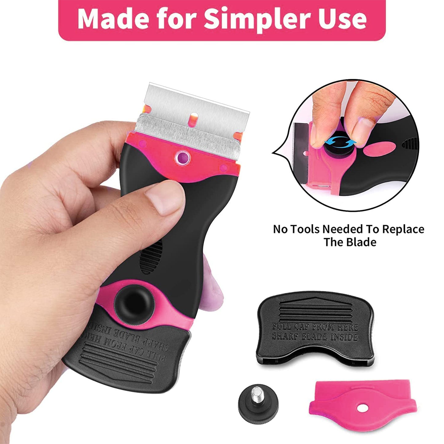 Multipurpose Glue & Sticker Remover Tool – Double Edged Scraper with 10 Plastic & 10 Metal Blades