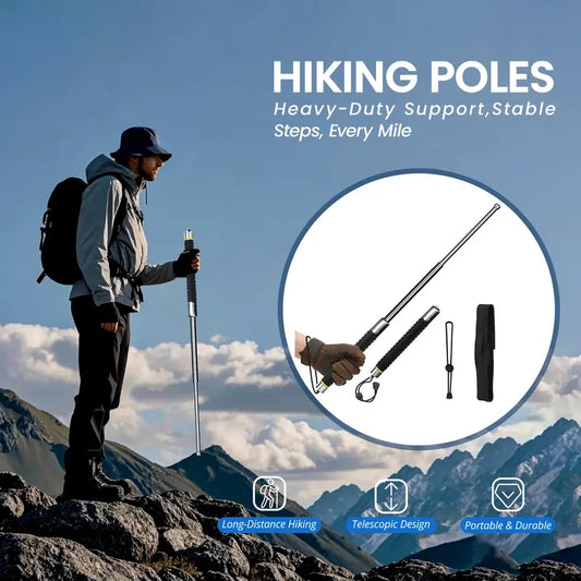 Telescopic Hiking Poles, Heavy-Duty Collapsible Trekking Poles for Long-Distance Hiking