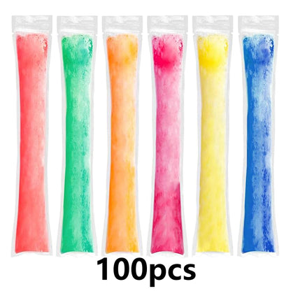 100pcs Disposable Ice Popsicle Mold Bags Freezer Tubes With Zip Seals