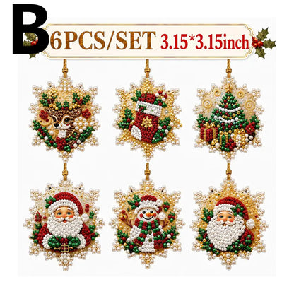 6-Piece Christmas DIY Diamond Painting Ornament Set