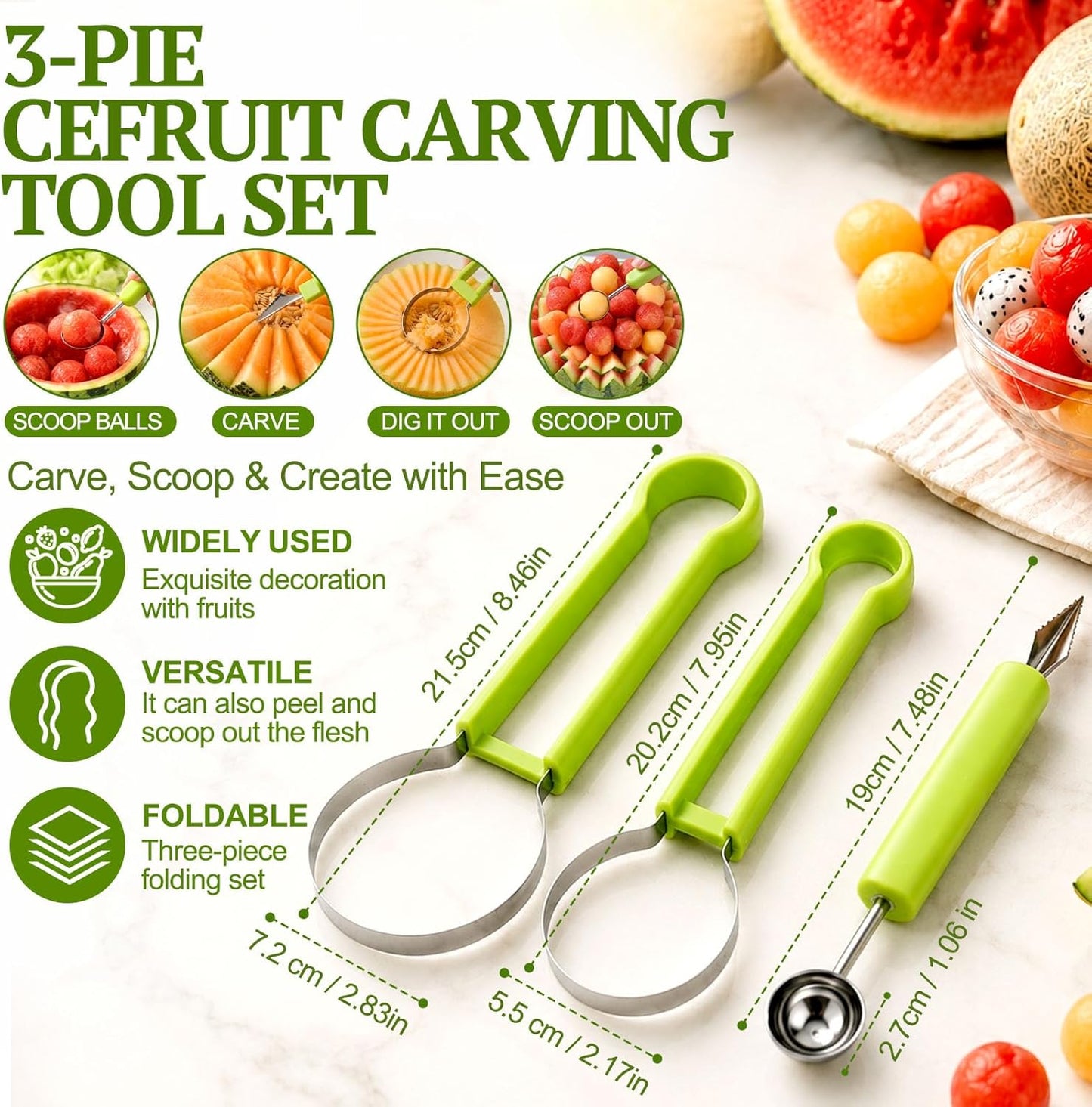 4 in 1 Melon Baller Scoop Set