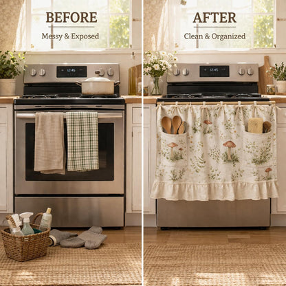 Oven valance with rod pocket—suitable for stovetops, ovens, and dishwasher cabinets