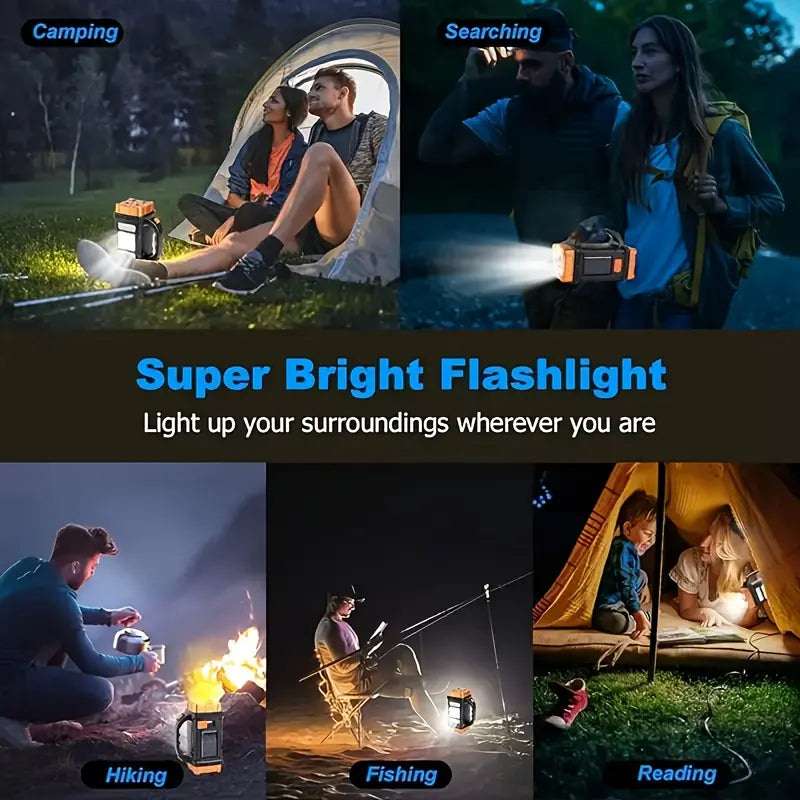High Power 4LED Smart Torch Light - 2-In-1 Solar Charging & USB Rechargeable