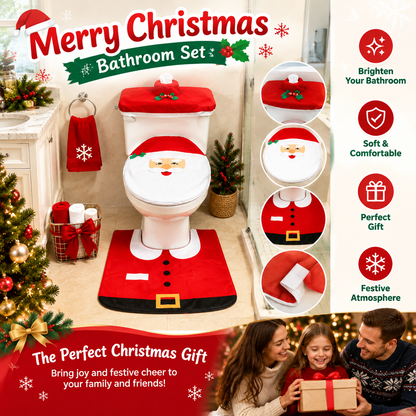 3 Pieces Christmas Toilet Seat Cover Set