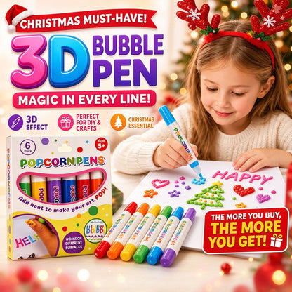 Magic Pen – Draw 3D with one stroke!🎄 DIY Bubble Popcorn Drawing Pens& Buy 1 Get 1 Free