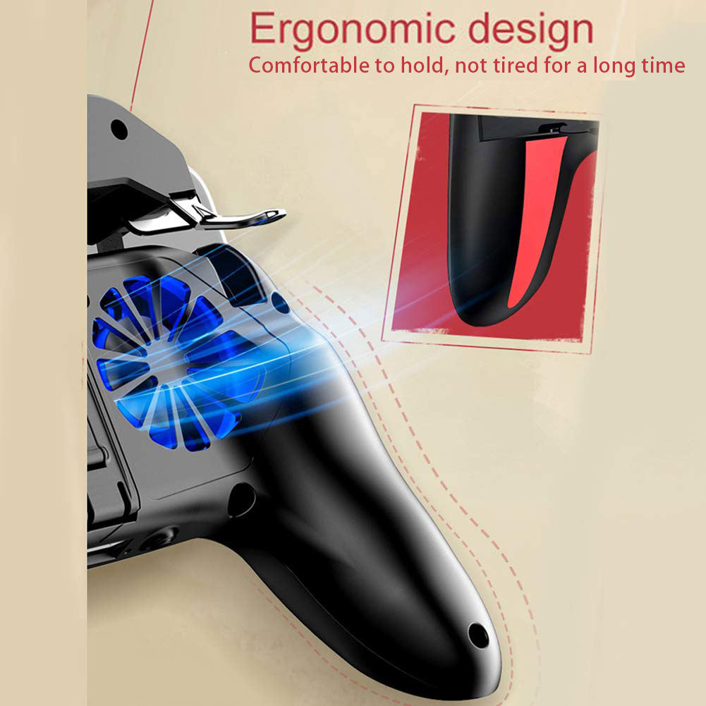 Fast Heat Dissipation No Noise 4 Fingers Mobile Game Controller with Dual Cooling Fan Suitable for 4.7-6.5inch phones(5000mah)