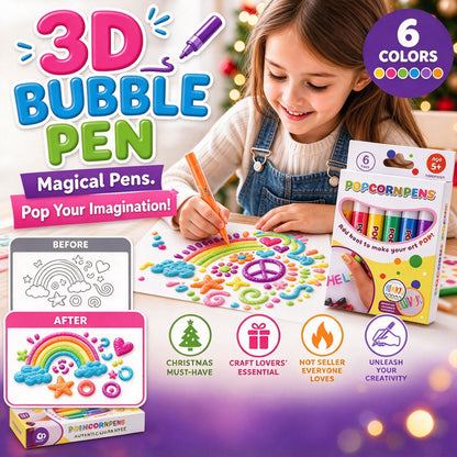 Magic Pen – Draw 3D with one stroke!🎄 DIY Bubble Popcorn Drawing Pens& Buy 1 Get 1 Free