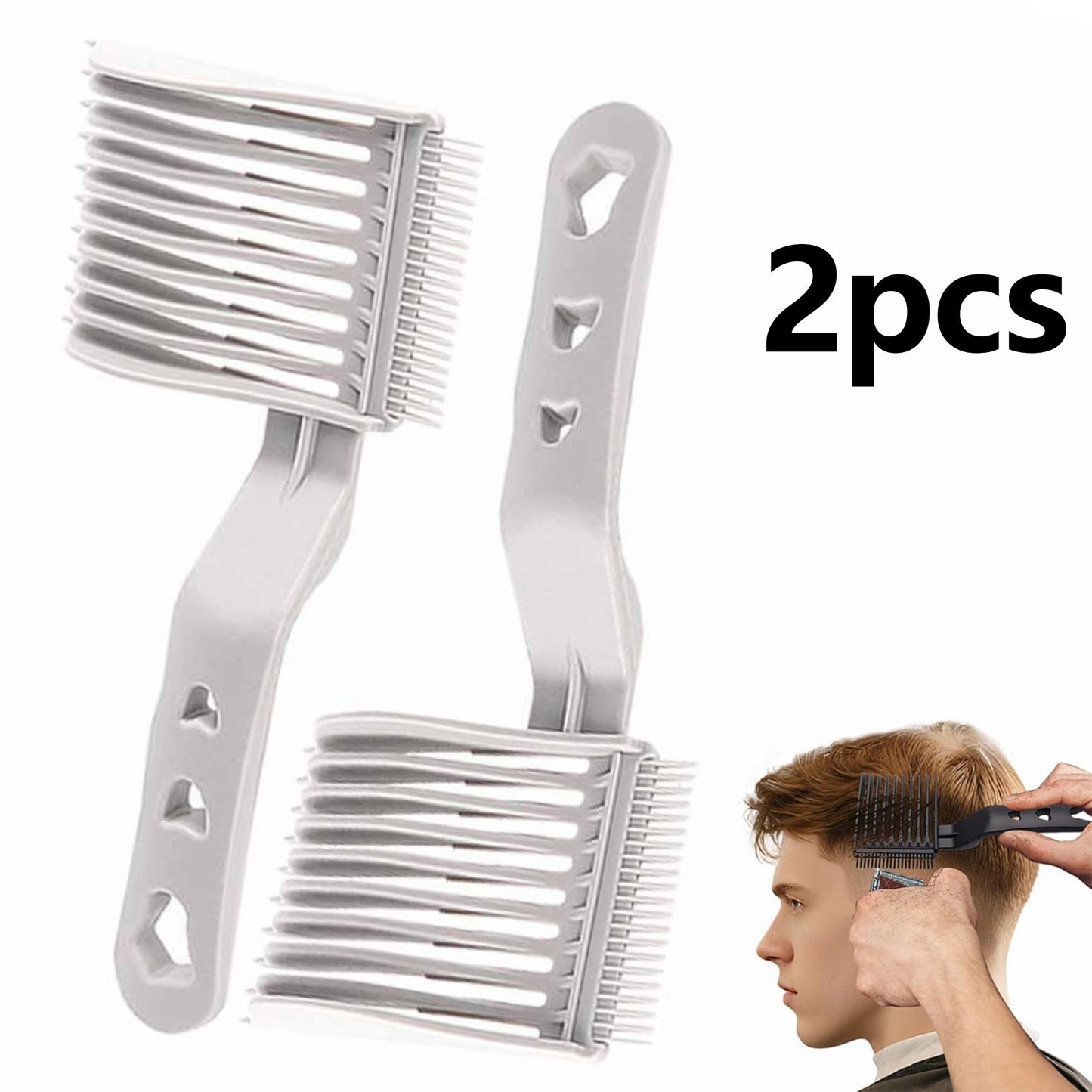 2Pcs/set Fade Comb Set Black Professional Barber Combs