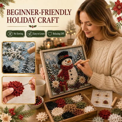 3D Christmas Fabric Poke Art Kit, DIY Snowman Embroidery Craft Kit