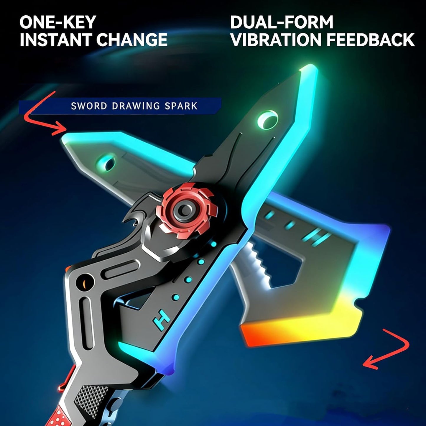 Dual Axe Blade Interstellar Spark Battle Blade - Dual Mode LED Light Blades, USB Rechargeable Cosplay Toy