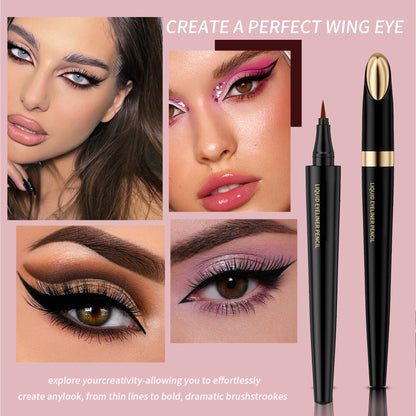 2Pcs Waterproof Liquid Eyeliners - Quick Dry, Anti-Halo & Highly Pigmented