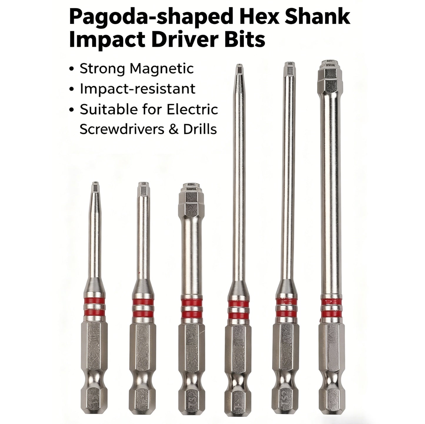 Screwdriver Bits Set 6pcs with Magnetic Hex Shank Pagoda