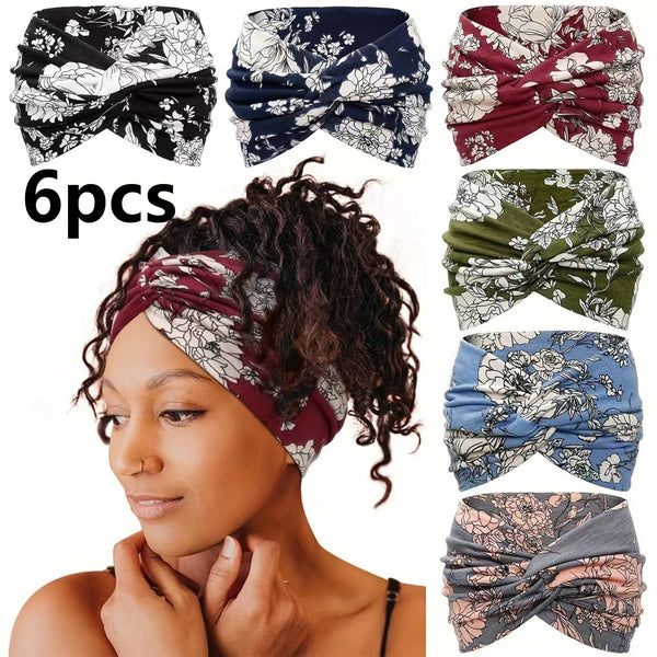 6 Pack Extra Wide Headbands for Women Large Turban Headband