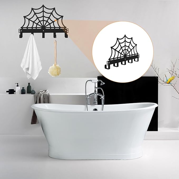 Halloween Gothic Spider Web Bathroom Decor Towel Rack