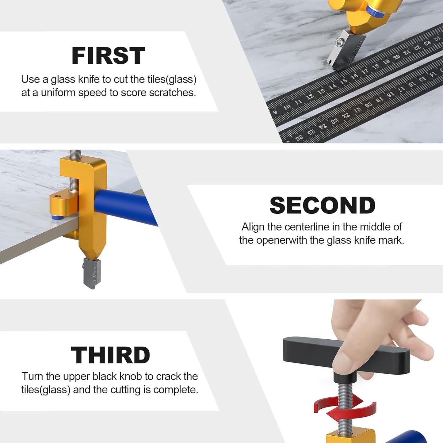 2 in 1 Aluminum Alloy Manual Tile Glass Cutter Tool Kit