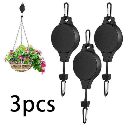 3pcs Retractable Pulley Plant Hook Hangers for Garden Baskets Pots and Birds Feeder in Different Height