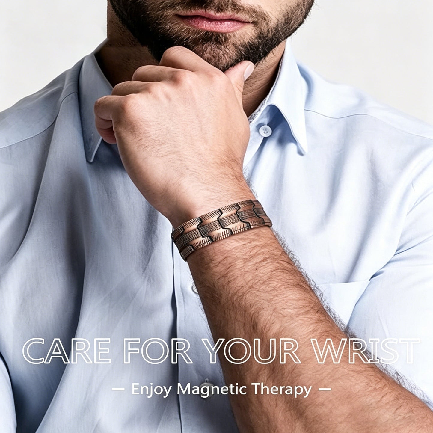 Copper Magnetic Therapy Bracelet for Men 3X Strength with Powerful 3800 Gauss Magnets