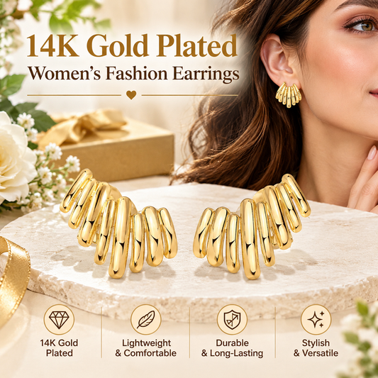 14K Gold-Plated Women’s Fashion Stud Earrings