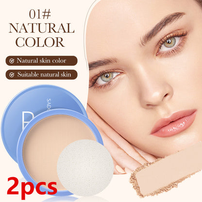 2PCS Oil Control Pressed Powder, Matte Smooth Face Setting Powder