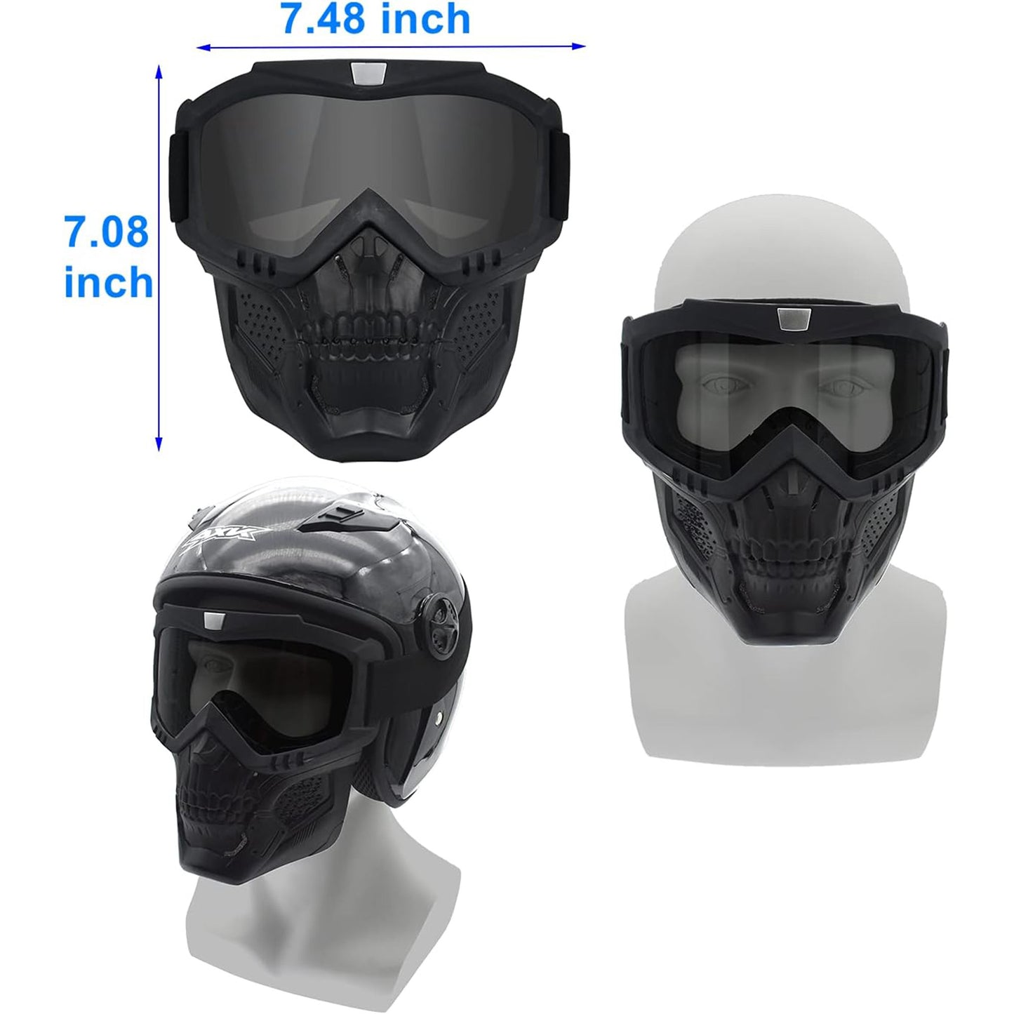 Motorcycle Goggles with Removable Face Mask
