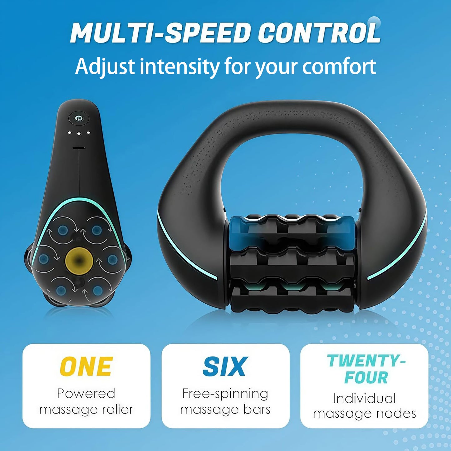 Electric Handheld Rolling Massager -  3-Speed Spin for Back, Shoulders, Legs