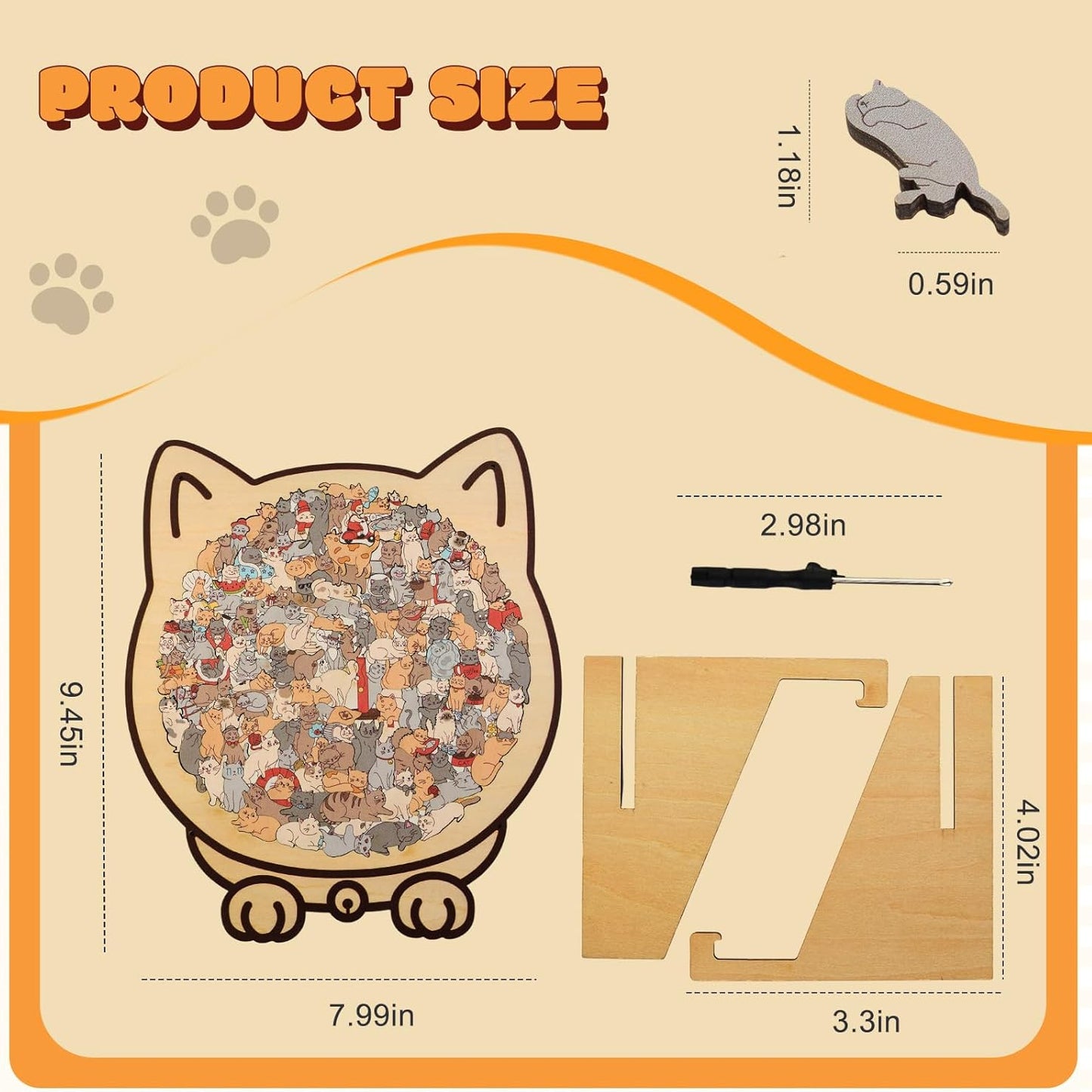 Cats Shaped Wooden Puzzle