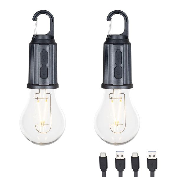 2Pcs/set Rechargeable Camp Light, Warm White LED Globe Bulb