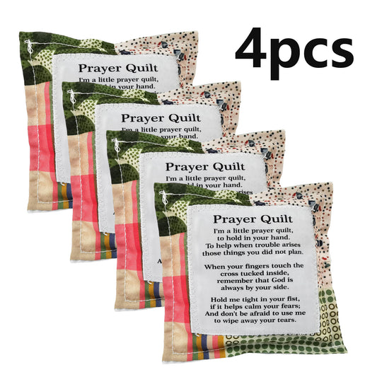 4Pcs/set Prayer Quilt with Cross Inside with Poem Patches Scripture