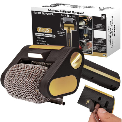 BBQ Tool Bristle-Free Spinning Grill Brush LED Rechargeable