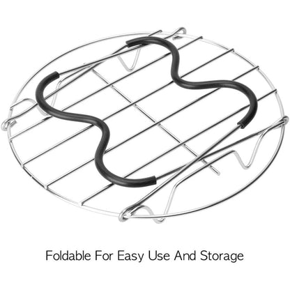 Steamer Rack Trivet with Heat Resistant Silicone Handles Compatible