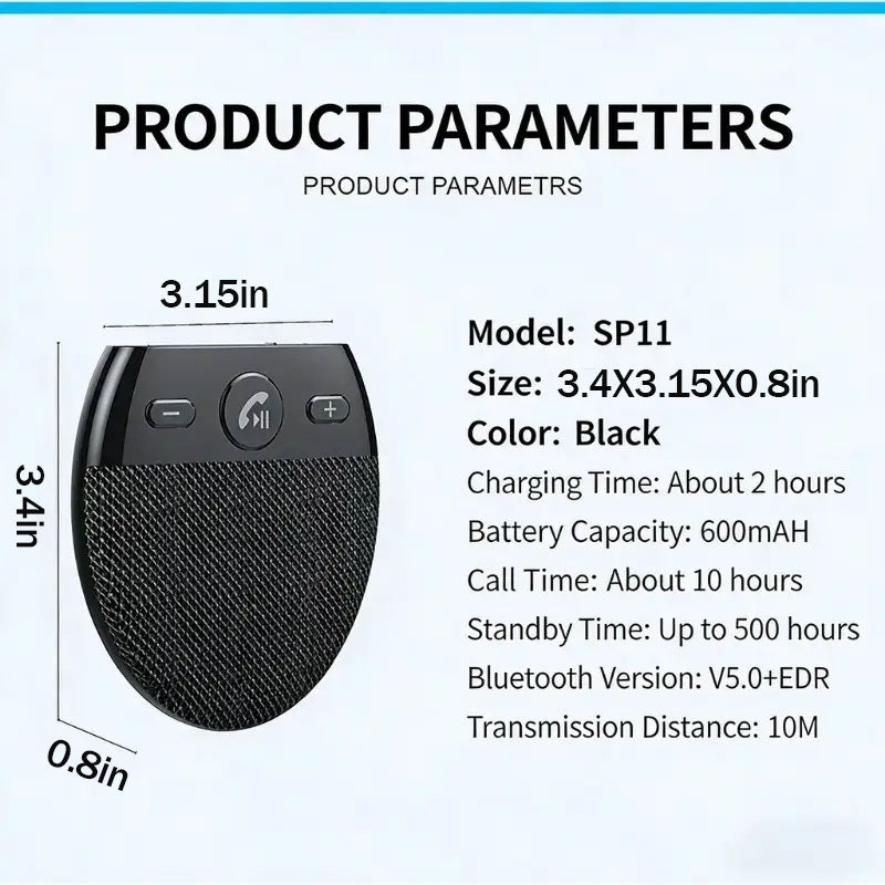 Bluetooth 5.0 Wireless Car Sun Visor Hands-Free Kit