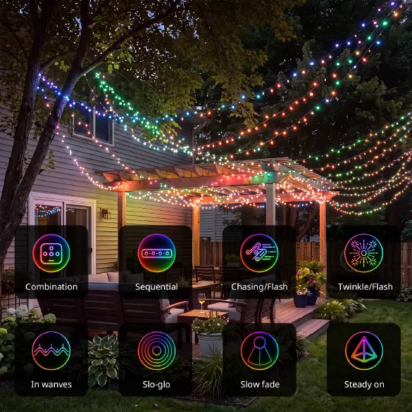 Connectable 100 LED String Lights Indoor Outdoor , 33FT 8 Modes Waterproof