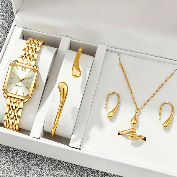 Elegant Quartz Watch and Jewelry Set