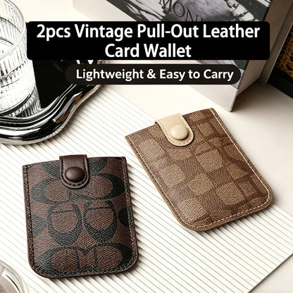 2pcs Vintage Pull-Out Leather Card Wallet