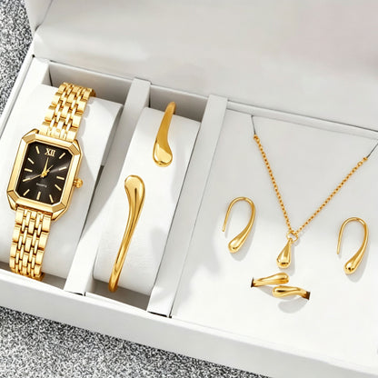 Elegant Quartz Watch and Jewelry Set