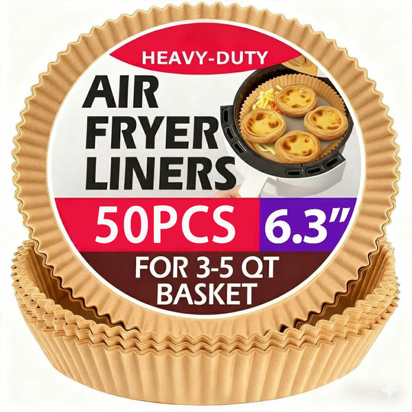 50-PCS Air Fryer Liners – Thickened, Non-Stick, and Oil-Proof