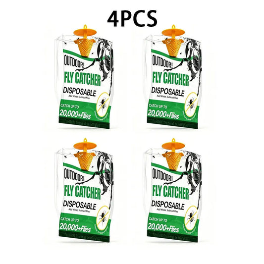 4PCS Outdoor Disposable Fly Trap – Hanging Fly Catcher with Attractant Bait