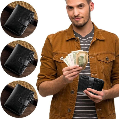 RFID Blocking PU Large Capacity Business Wallet for Men & Women