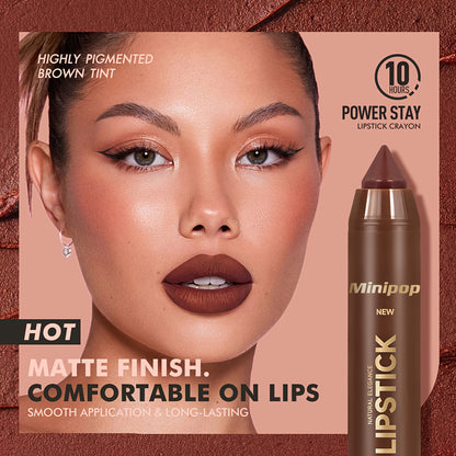 Set of 6 matte creamy lip crayons, long-lasting finish