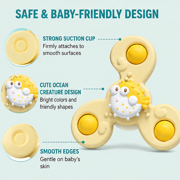 3PCS Ocean Creature Suction Cup Spinner Toy