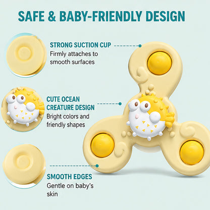 3PCS Ocean Creature Suction Cup Spinner Toy